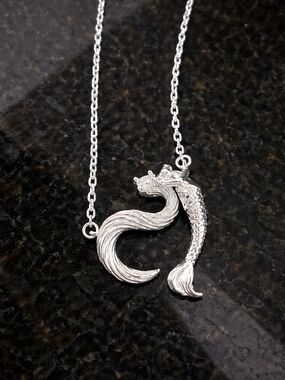 Silver Dragon Pendant Necklace - Silver